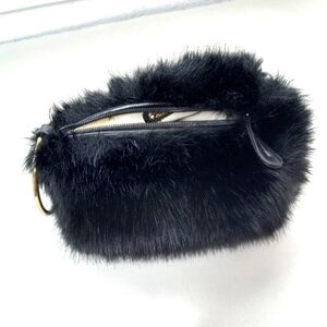 Aldo Black Faux Fur Cosmetic Bag